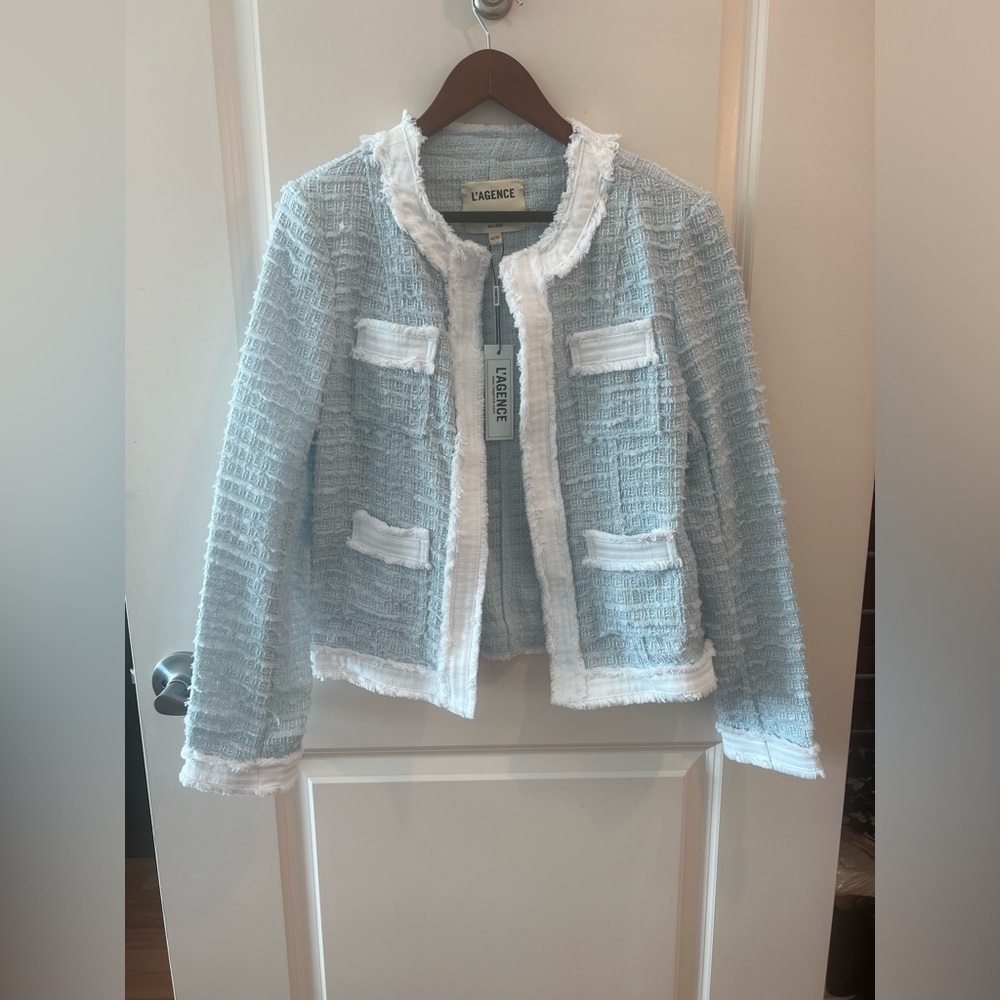 L'AGENCE Agnes Tweed Denim Jacket NWT - Picture 3 of 16
